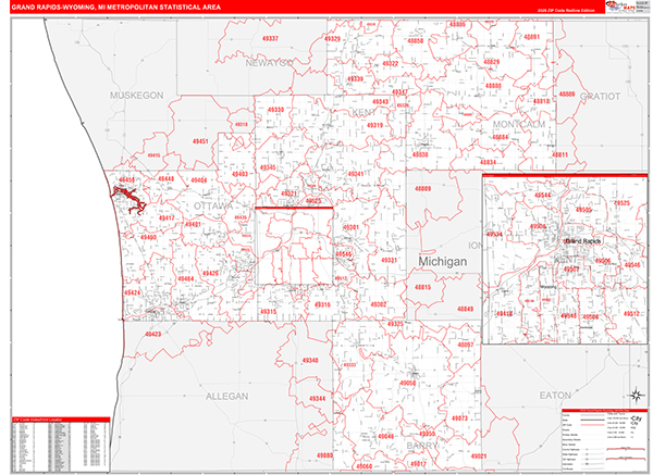 Grand Rapids-Wyoming Metro Area Wall Map